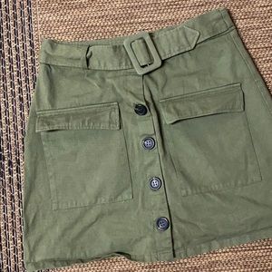 Military green skirt with belt